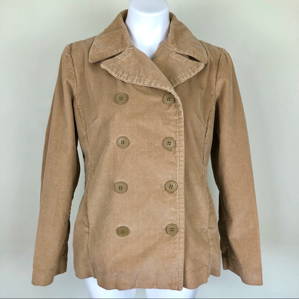 Gap Corduroy Tan Double Breasted Pea Coat Women S